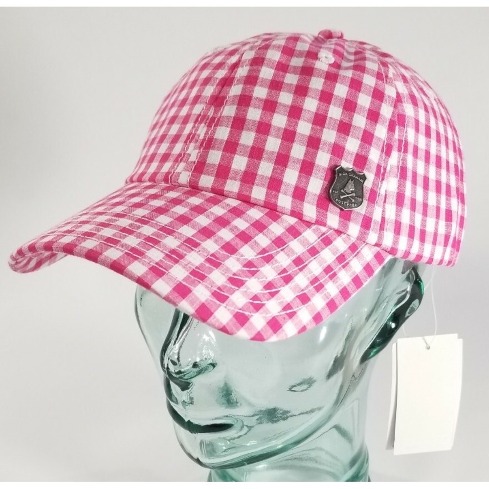 Nick Graham Post-Prep Pink Plaid Casual Golf Fish Baseball Hat Cap New